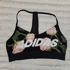 Adidas Black Floral Sports Bra